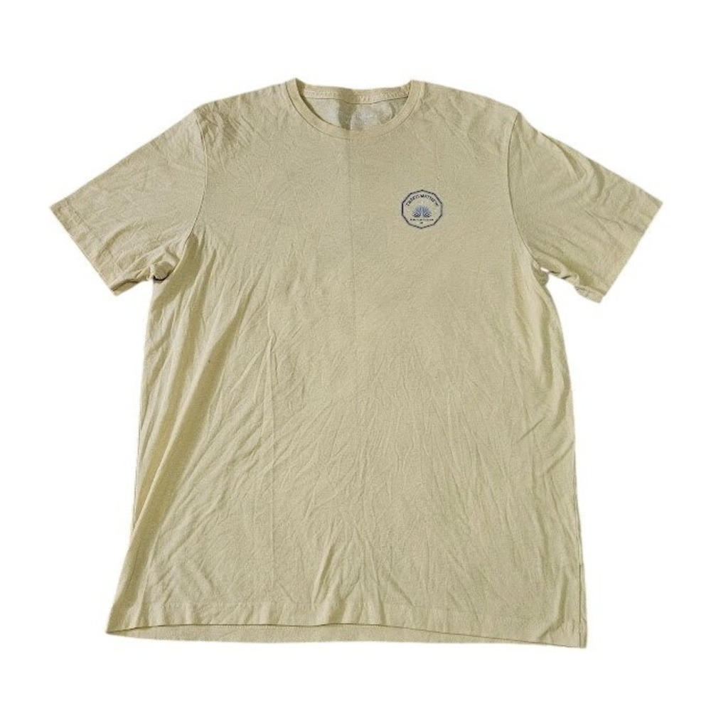 Travis Mathew Always On Vacation Graphic T-Shirt Men XL Yellow Short Sleeve Tee